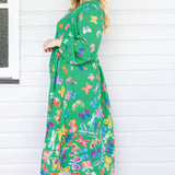 Barbados Midi Dress in social butterfly green