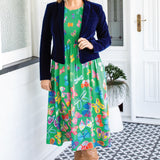 Barbados Midi Dress in social butterfly green