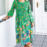 Barbados Midi Dress in social butterfly green
