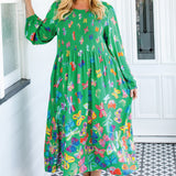 Barbados Midi Dress in social butterfly green
