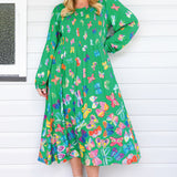 Barbados Midi Dress in social butterfly green