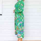 Barbados Midi Dress in social butterfly green