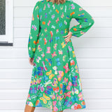 Barbados Midi Dress in social butterfly green