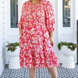 Barbados Mini Dress in fly away melon
