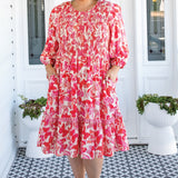 Barbados Mini Dress in fly away melon