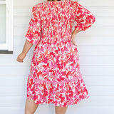 Barbados Mini Dress in fly away melon