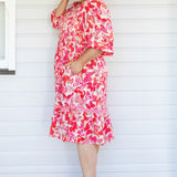 Barbados Mini Dress in fly away melon