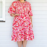 Barbados Mini Dress in fly away melon
