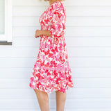 Barbados Mini Dress in fly away melon