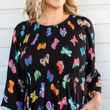 Barbados Midi Dress in social butterfly black