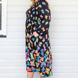 Barbados Midi Dress in social butterfly black