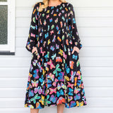 Black Social Butterfly print midi dress by Maiocchi