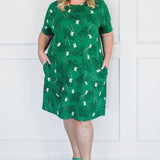 Beach Dress in lucky cat green