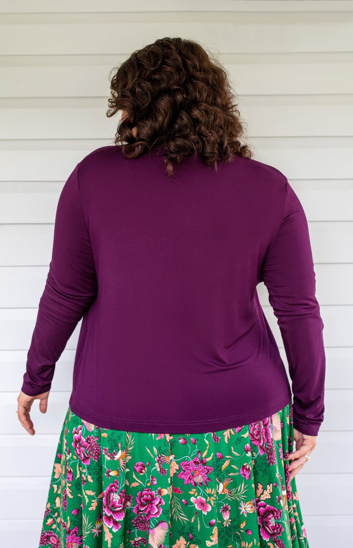 Bella Bamboo Cardie long sleeve in grape