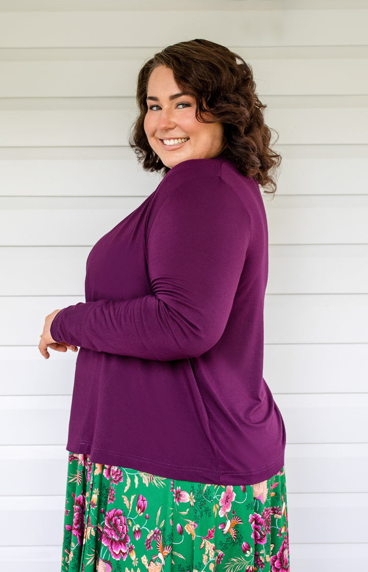 Bella Bamboo Cardie long sleeve in grape
