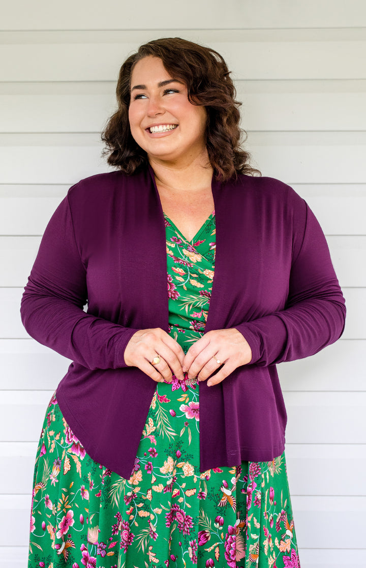 Bella Bamboo Cardie long sleeve in grape