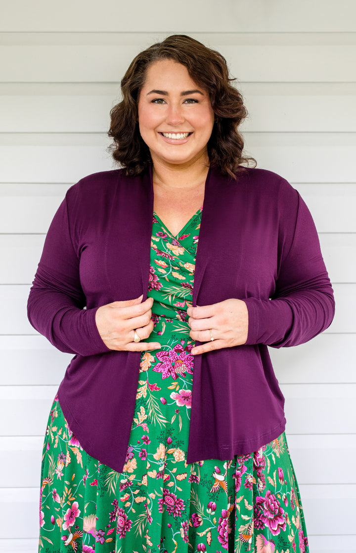Bella Bamboo Cardie long sleeve in grape