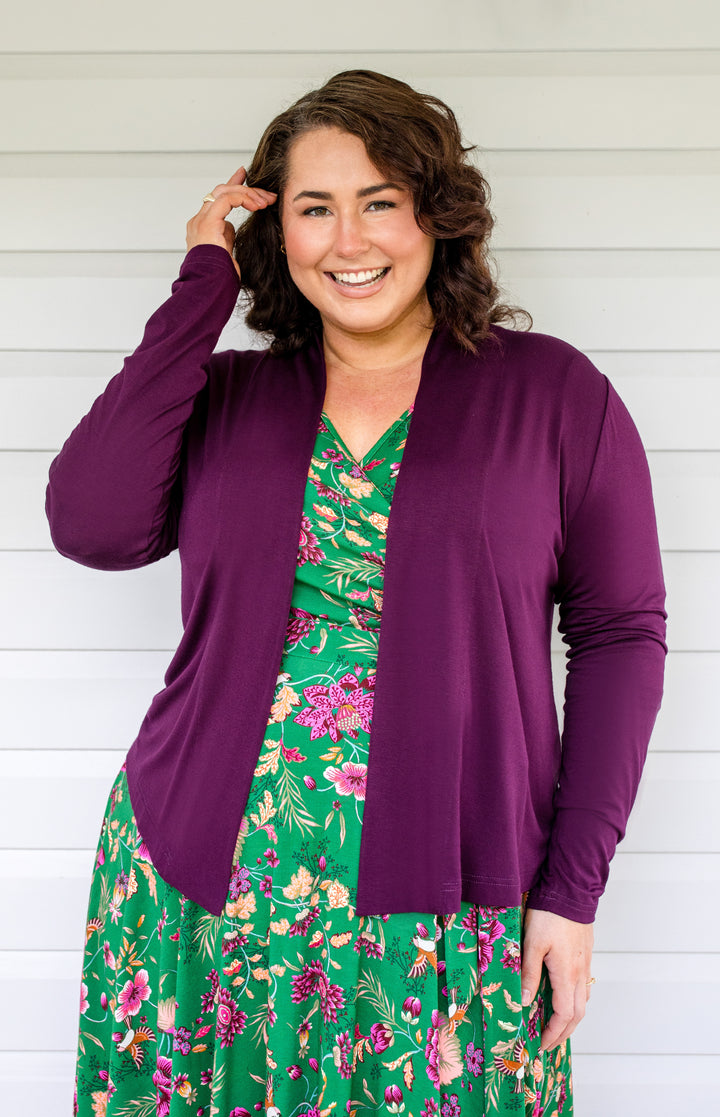 Bella Bamboo Cardie long sleeve in grape