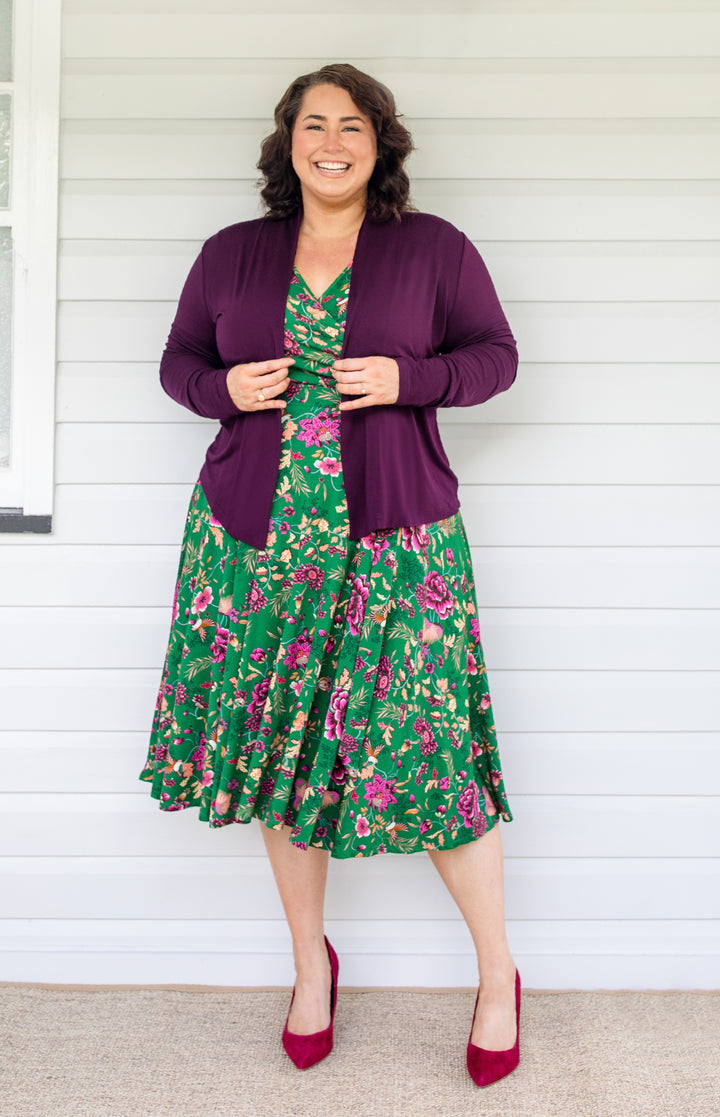 Bella Bamboo Cardie long sleeve in grape