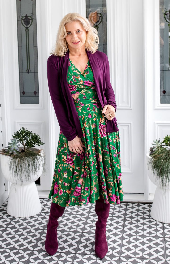 Bella Bamboo Cardie long sleeve in grape