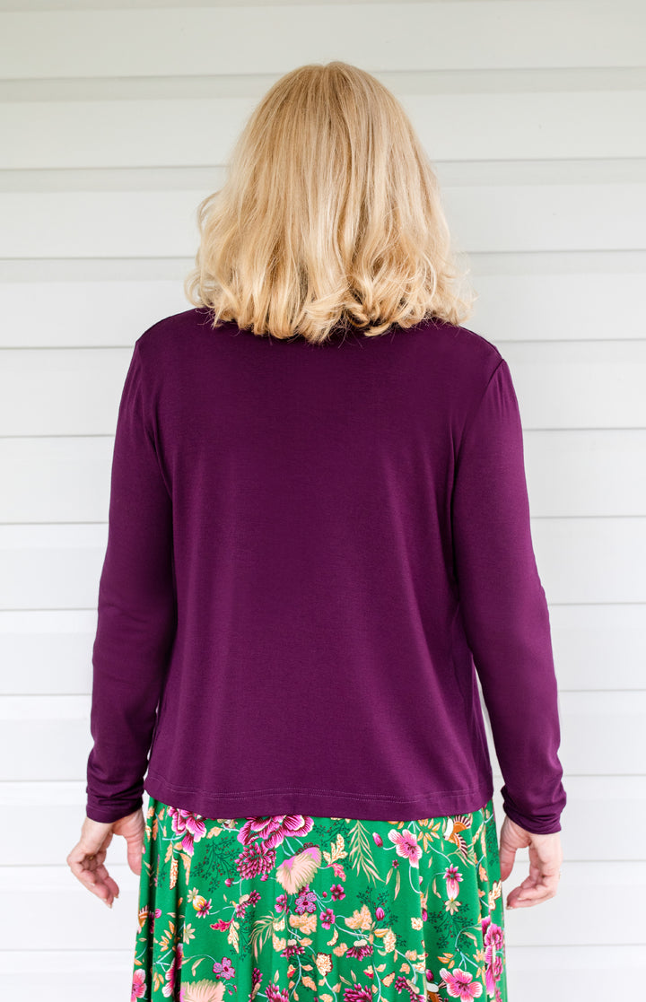 Bella Bamboo Cardie long sleeve in grape