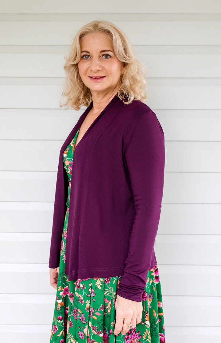 Bella Bamboo Cardie long sleeve in grape