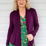 Maiocchi Bella Bamboo Long Sleeve Cardie in Grape purple.