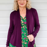 Maiocchi Bella Bamboo Long Sleeve Cardie in Grape purple.