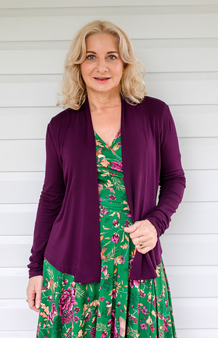 Bella Bamboo Cardie long sleeve in grape