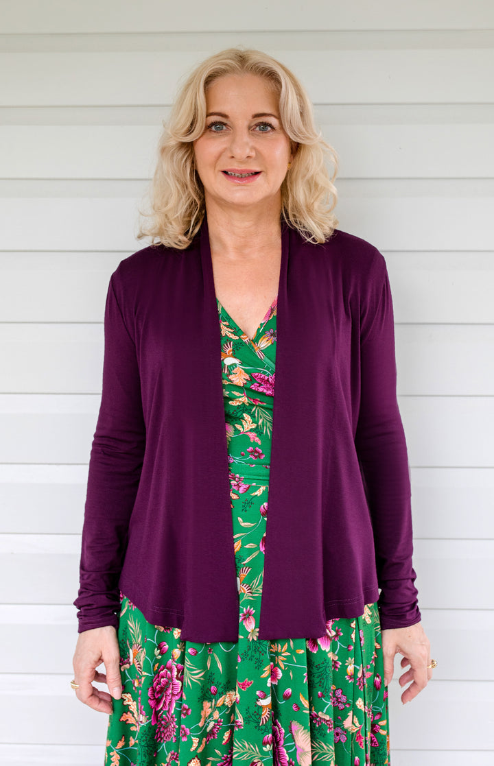 Bella Bamboo Cardie long sleeve in grape
