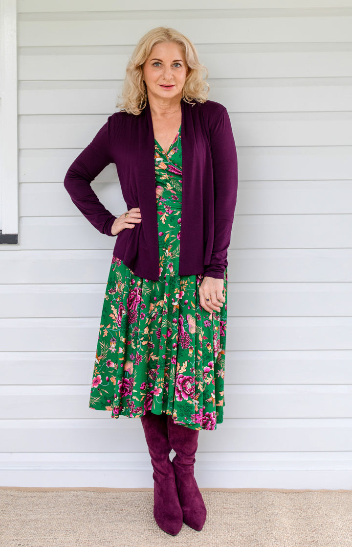 Bella Bamboo Cardie long sleeve in grape