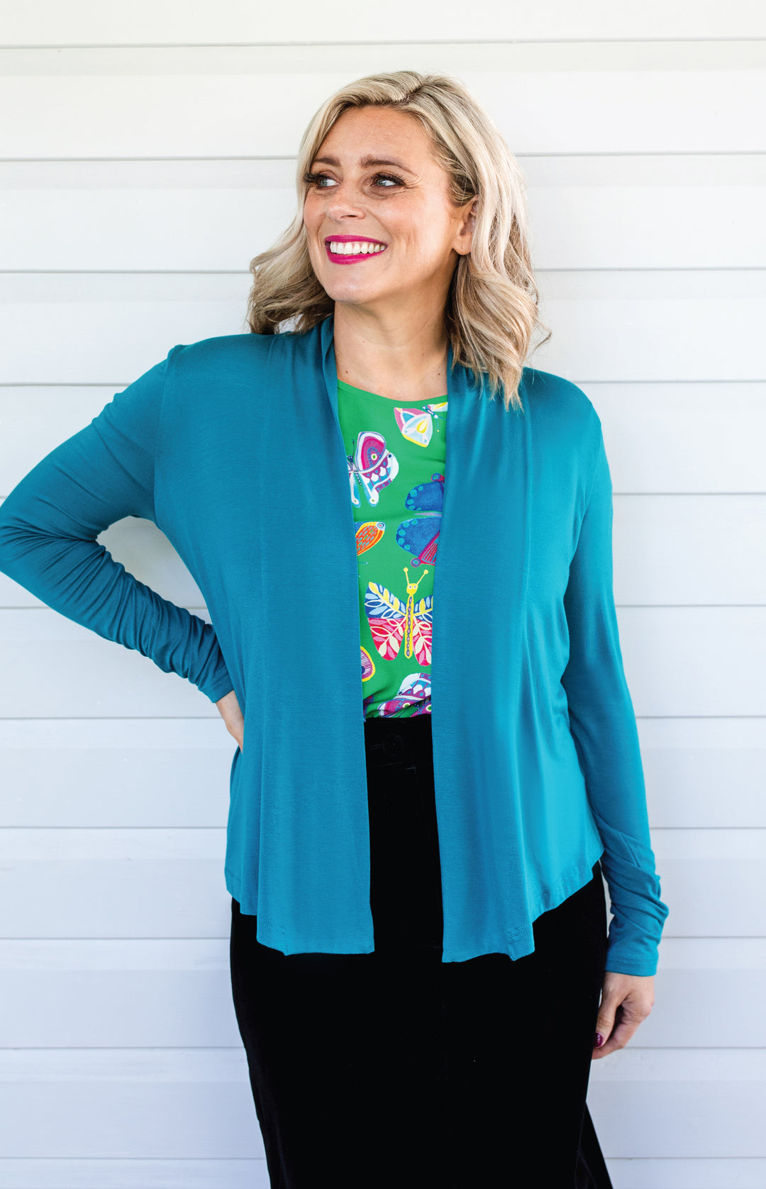 Bella Bamboo Cardie long sleeve in jewel