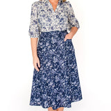 Maiocchi's Bella Skirt in navy swoon, featuring an a-line shape & pockets.