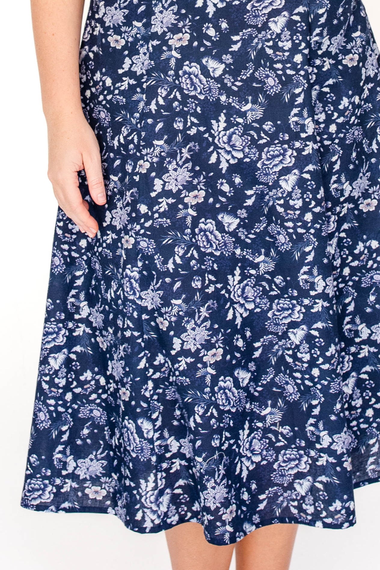 Bella Skirt featuring Maiocchi's exclusive Navy Swoon print, sizes 6-22.