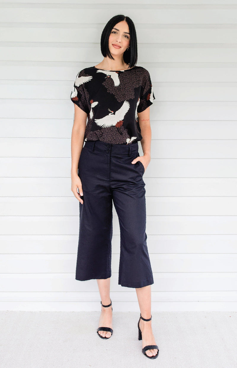 Bianca Linen Culotte in black