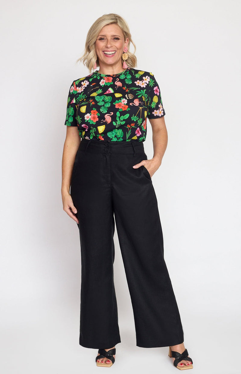 Bianca Pant in black linen