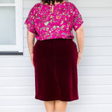 Bianca Skirt in wine velvet