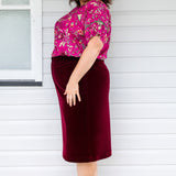 Bianca Skirt in wine velvet