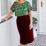Bianca Skirt in wine velvet