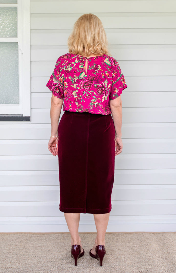 PRE-ORDER Bianca Skirt in wine velvet