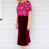 Bianca Skirt in wine velvet