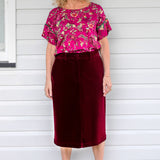 Bianca Skirt in wine velvet