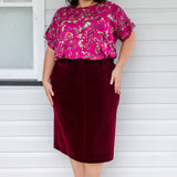 Bianca Skirt in wine velvet