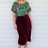 Bianca Skirt in wine velvet