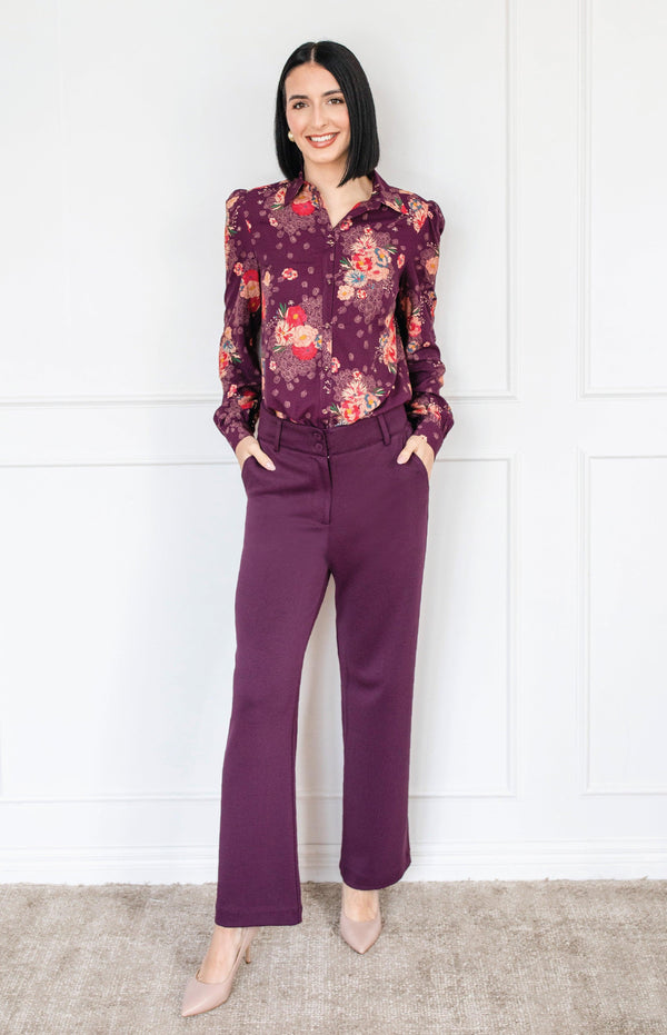 Bianca Slim Ponte Pant in mulberry