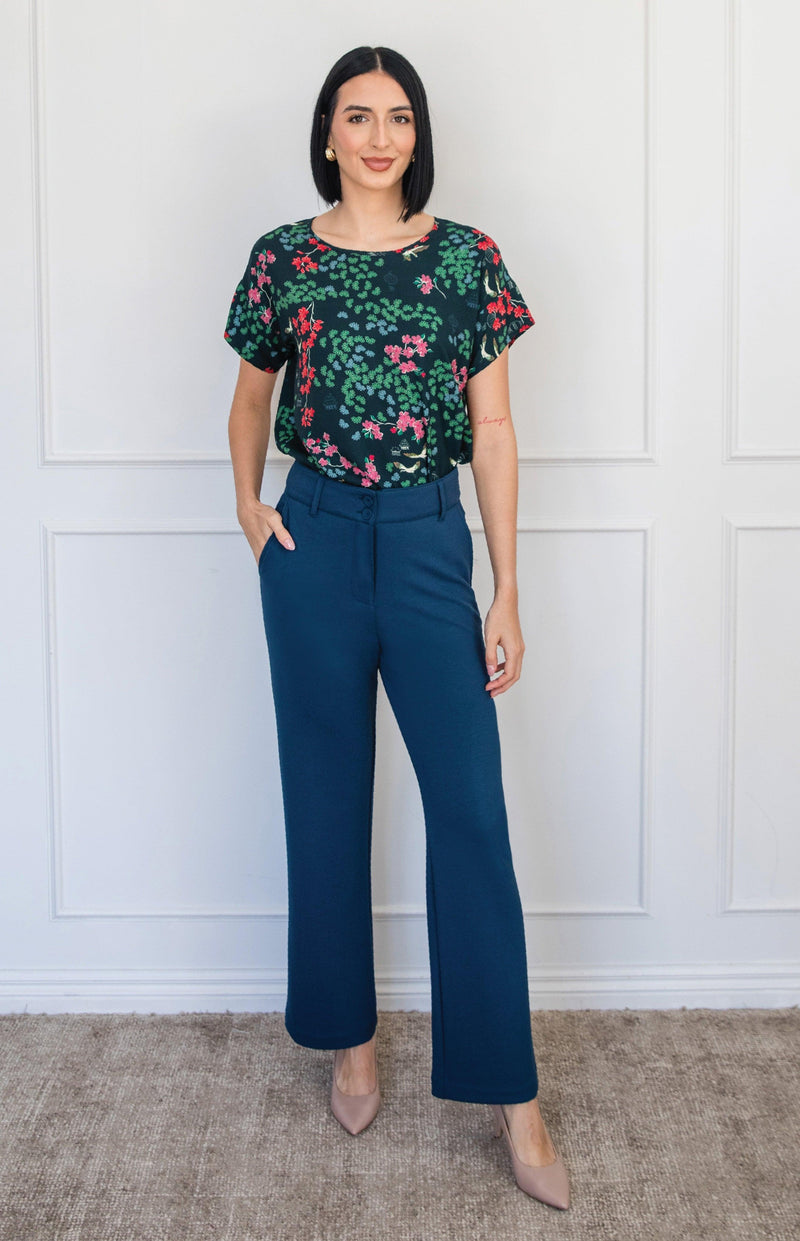 Bianca Slim Ponte Pant in petrol