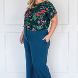 Bianca Slim Ponte Pant in petrol