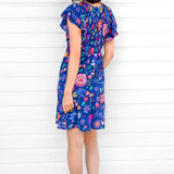 Bilinga Mini Dress in folk fairytale navy