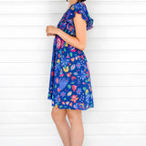 Bilinga Mini Dress in folk fairytale navy