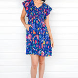 Bilinga Mini Dress in folk fairytale navy